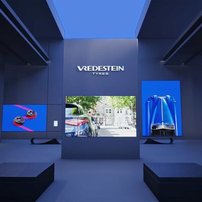 Event Inspiration - Vredestein 3D-design museum van Vredestein met diverse projecties van auto's en banden