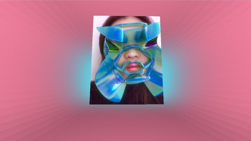 Vrouw abstract 3D viewing room