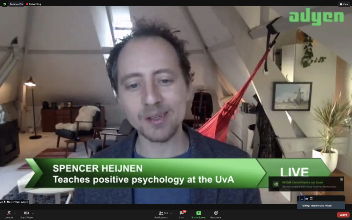 Spencer Heijnen Adyen Positive Psychology spreker van Lecture