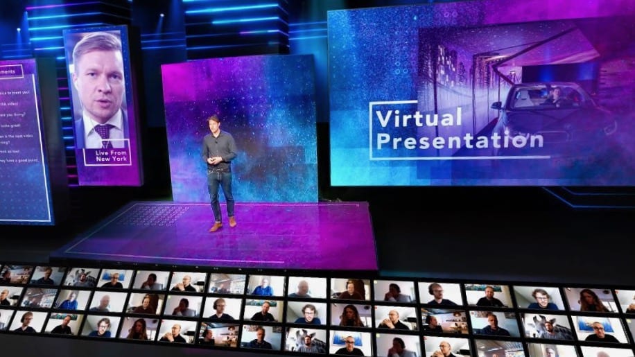 Virtual presentation Sprekershuys spreker op virtueel podium tijdens event